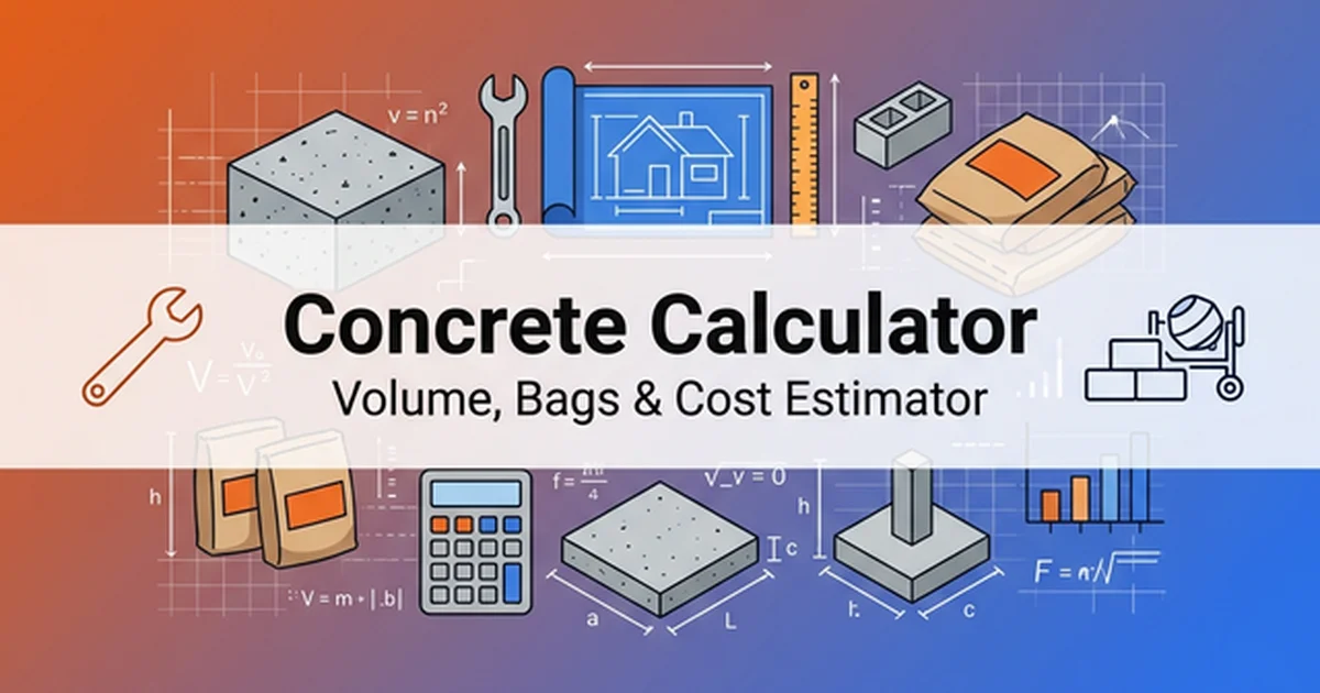 Concrete Calculator: Volume, Bags & Cost Estimator